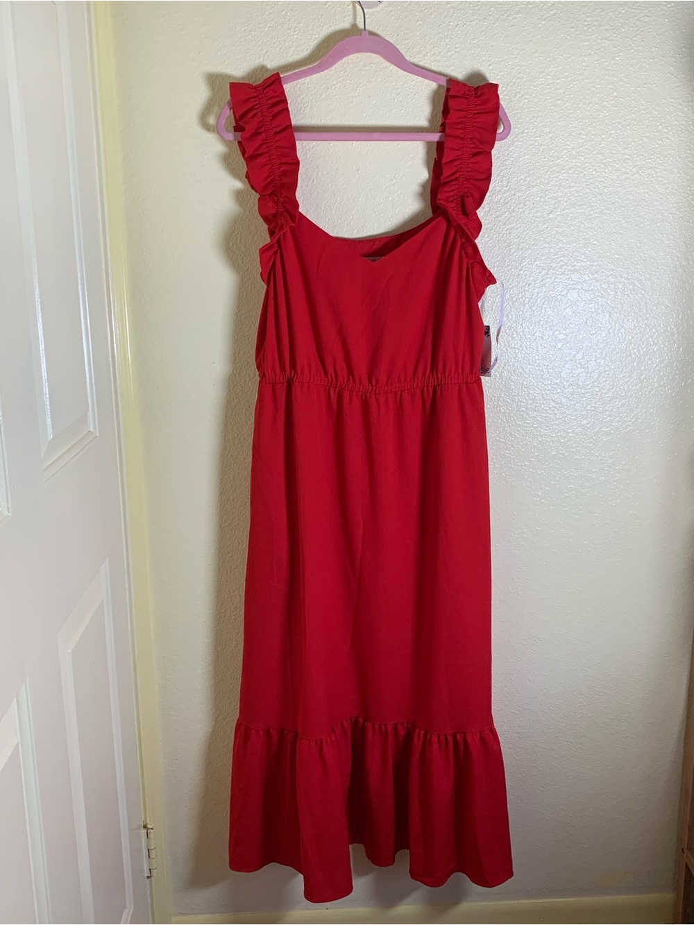 NWOT Kensie Red Ruffle-Shoulder Maxi Dress, Size 12